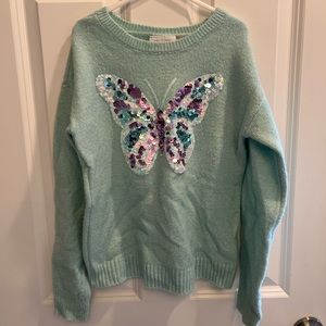Girls Children Place butterfly sequence sweater SZ 7/8